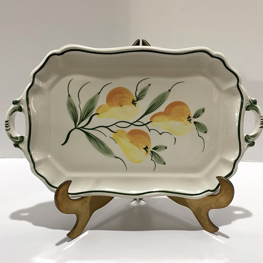 VTG Zanolli Italy Handpainted Pear Serving Platter 13x8" Rectangular Tray Fruit